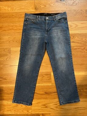 Curve Appeal Comfort Waist High-Rise Straight Leg Cropped Jeans, Size 12
